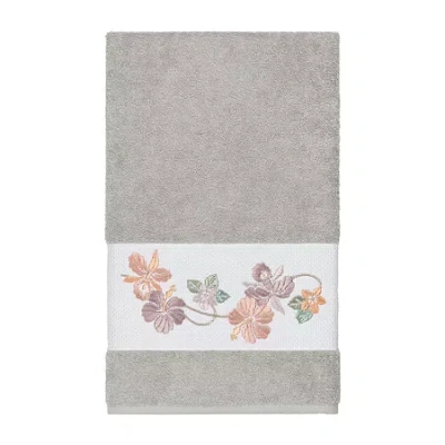 Linum Home Textiles Caroline Embellished Floral Bath Towel In Gray