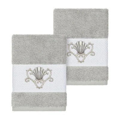 Linum Home Textiles Bella Embellished 2-pc. Embellished Washcloth In Gray