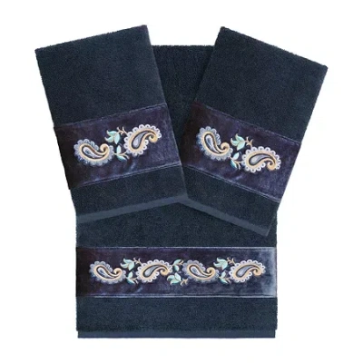 Linum Home Textiles Mackenzie Embellished 3-pc. Bath Towel Set In Blue