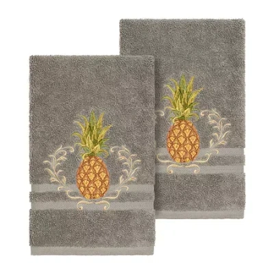 Linum Home Textiles Welcome Embellished 2-pc. Embellished Hand Towel In Gray