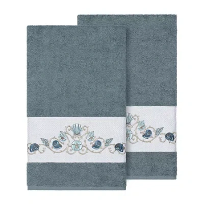 Linum Home Textiles Bella 2-pc. Embellished Bath Towel In Blue