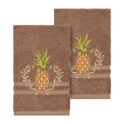 Linum Home Textiles Welcome Embellished 2-pc. Embellished Hand Towel In Brown