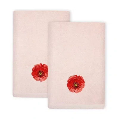 Linum Home Textiles Polly 2pc Embellished Turkish Cotton Fingertip Towel Set In White