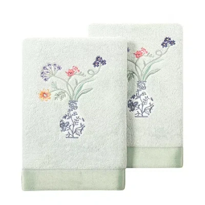 Linum Home Textiles Stella 2-pc. Embellished Hand Towel In Blue