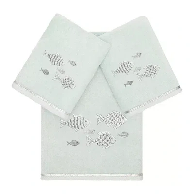Linum Home Textiles Figi Embellished 3-pc. Bath Towel Set In Blue