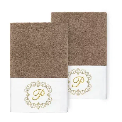 Linum Home Textiles Monica Gold 2-pc. Embellished Hand Towel In Brown