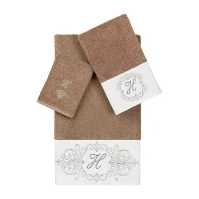 Linum Home Textiles Monica Silver Embellished 3-pc. Bath Towel Set In Brown