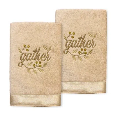 Linum Home Textiles Gather Embroidered 2-pc. Hand Towel In Brown