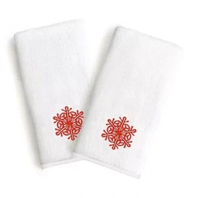 Linum Home Textiles Red Snow Flake 2-pc. Hand Towel In White