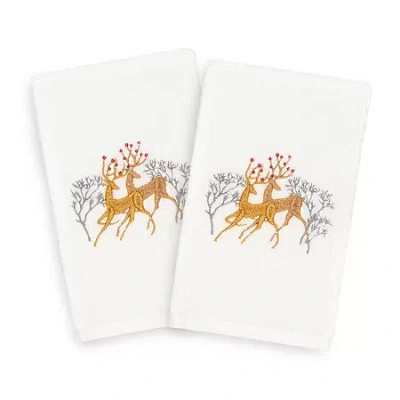 Linum Home Textiles Christmas Deer Pair 2-pc. Hand Towel In White
