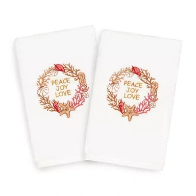 Linum Home Textiles Christmas Peace 2-pc. Hand Towel In White