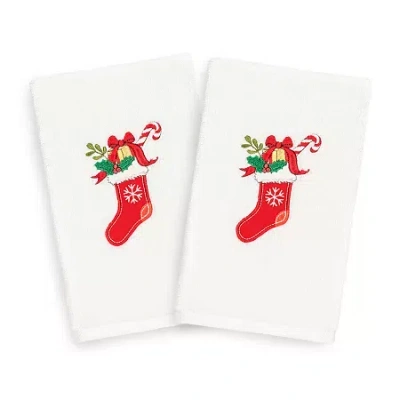 Linum Home Textiles Christmas Stocking 2-pc. Hand Towel In White