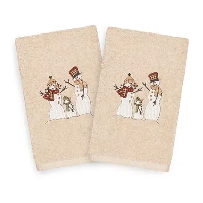 Linum Home Textiles Christmas Snow Family 2-pc. Hand Towel In Sand