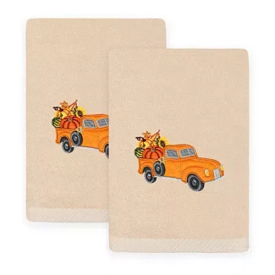 Linum Home Textiles Autumn Truck Embroidered 2-pc. Hand Towel In Neutral