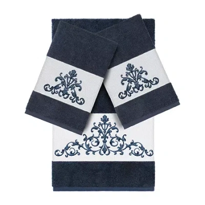 Linum Home Textiles Scarlet Embellished 3-pc. Bath Towel Set In Blue