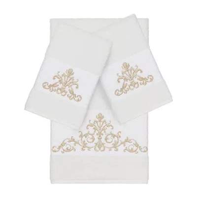 Linum Home Textiles Scarlet Embellished 3-pc. Bath Towel Set In White