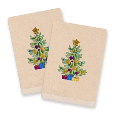 Linum Home Textiles Christmas Presents Embroidered 2-pc. Hand Towel In Neutral