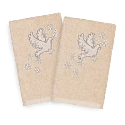 Linum Home Textiles Christmas Dove Embroidered 2-pc. Hand Towel In Neutral