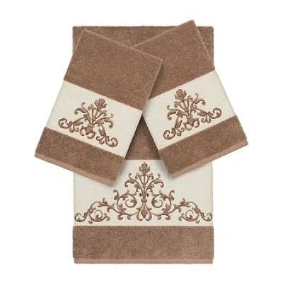 Linum Home Textiles Scarlet Embellished 3-pc. Bath Towel Set In Brown