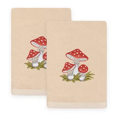 Linum Home Textiles Spring Mushroom Embroidered 2-pc. Hand Towel In Sand