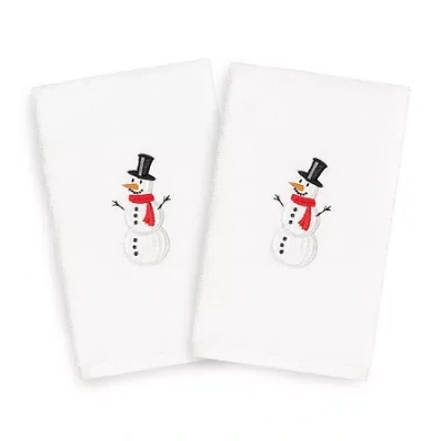 Linum Home Textiles Snowman Embroidered 2-pc. Hand Towel In White