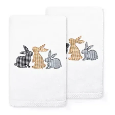 Linum Home Textiles Bunny Row Embroidered 2-pc. Hand Towel In White