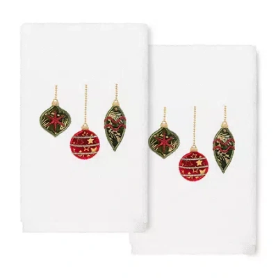 Linum Home Textiles Christmas Ornament Embroidered 2-pc. Hand Towel In White
