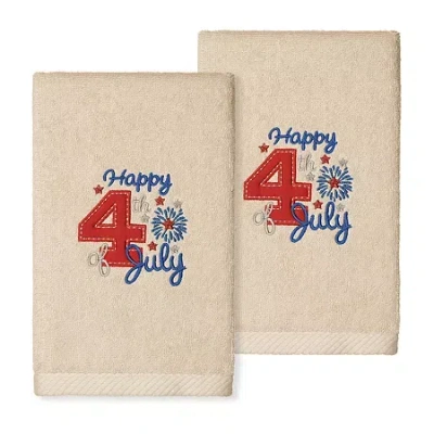 Linum Home Textiles 4th Of July Embroidered 2-pc. Hand Towel In Sand