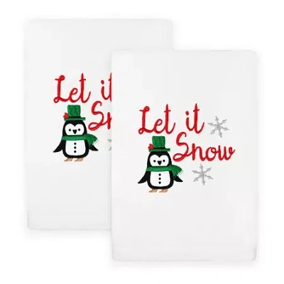 Linum Home Textiles Let It Snow Embroidered 2-pc. Hand Towel In White