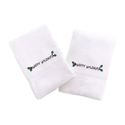 Linum Home Textiles Happy Holiday Ornamnt 2-pc. Hand Towel In White