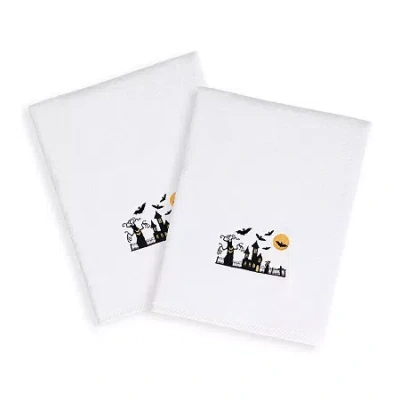 Linum Home Textiles Halloween Scary Embroidered 2-pc. Hand Towel In White