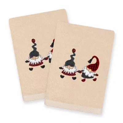 Linum Home Textiles Christmas Gnomes Embroidered 2-pc. Hand Towel In Neutral
