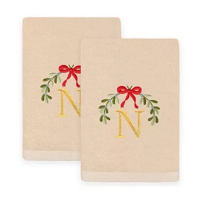 Linum Home Textiles Mistletoe Monogram A 2-pc. Hand Towel In Sand