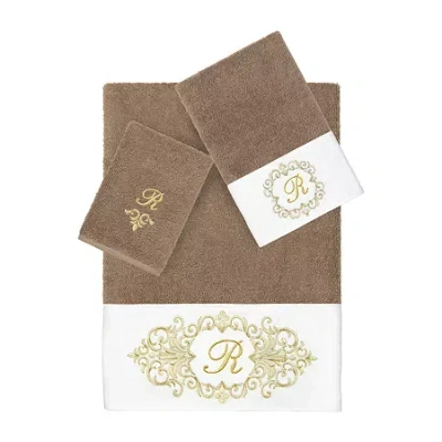 Linum Home Textiles Monica Gold Embellished 3-pc. Bath Towel Set In Brown