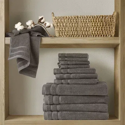 510 Design 100% Cotton Quick Dry Bath Towel Set In Gray