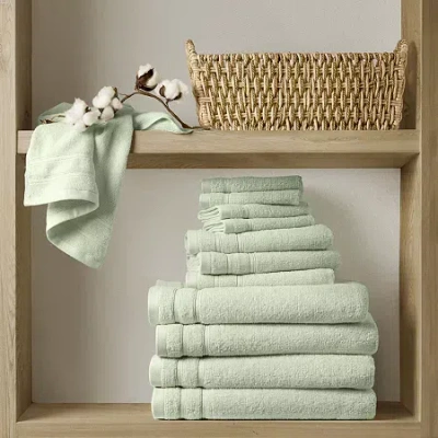 510 Design 100% Cotton Quick Dry Bath Towel Set In Green