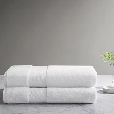 Madison Park Signature Turkish 100% Cotton 2-pc. Quick Dry Bath Towel In White