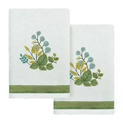 Linum Home Textiles Botanica 2-pc. Embellished Hand Towel In Blue