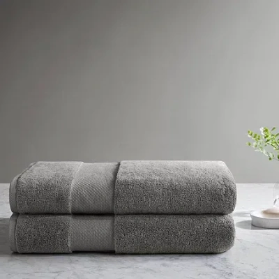 Madison Park Signature Turkish 100% Cotton 2-pc. Quick Dry Bath Towel In Black