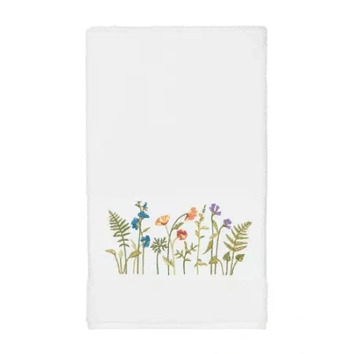 Linum Home Textiles Serenity Embellished Floral Bath Towel In White