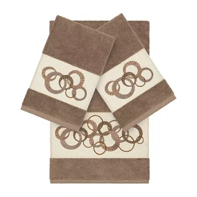 Linum Home Textiles Annabelle Embellished 3-pc. Bath Towel Set In Brown