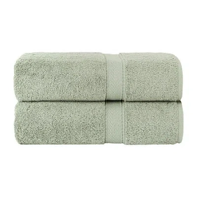 Linum Home Textiles Set Of 2 Turkish Cotton Sinemis Terry Bath Towels In Green