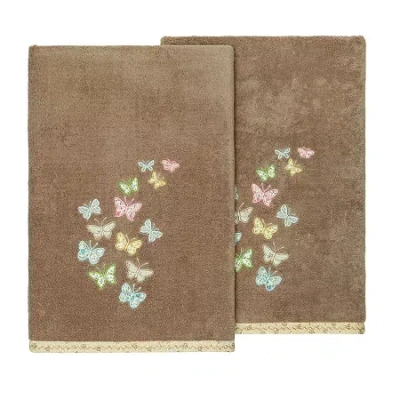 Linum Home Textiles Mariposa Embellished 2-pc. Bath Towel Set In Brown
