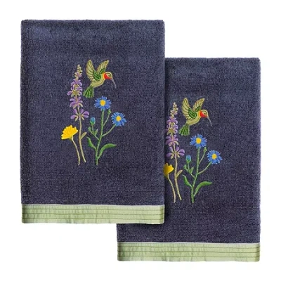 Linum Home Textiles Hada 2-pc. Embellished Hand Towel In Blue