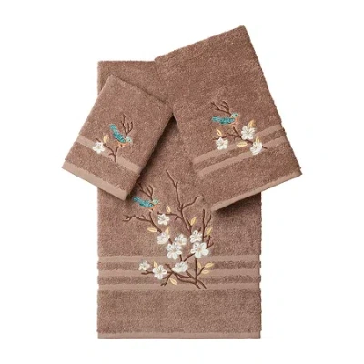 Linum Home Textiles Springtime Embellished 3-pc. Bath Towel Set In Brown
