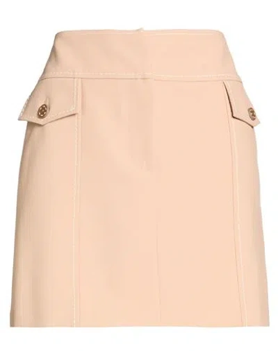 Boutique Moschino Woman Mini Skirt Camel Size 10 Polyester, Virgin Wool, Elastane In Sand
