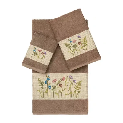 Linum Home Textiles Serenity Embellished 3-pc. Bath Towel Set In Brown