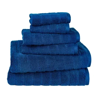 Trident 100% Cotton Soft And Absorbent 6-pc. Quick Dry Bath Towel Set In Blue