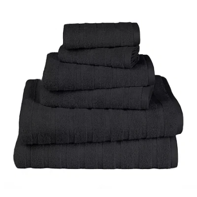 Trident 100% Cotton Soft And Absorbent 6-pc. Quick Dry Bath Towel Set In Black