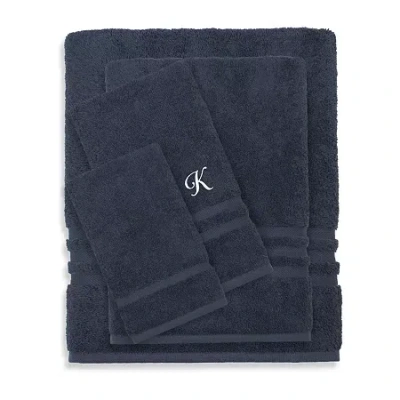 Linum Home Textiles Denzi Monogram Towel Collection 4-pc. Bath Towel Set In Blue